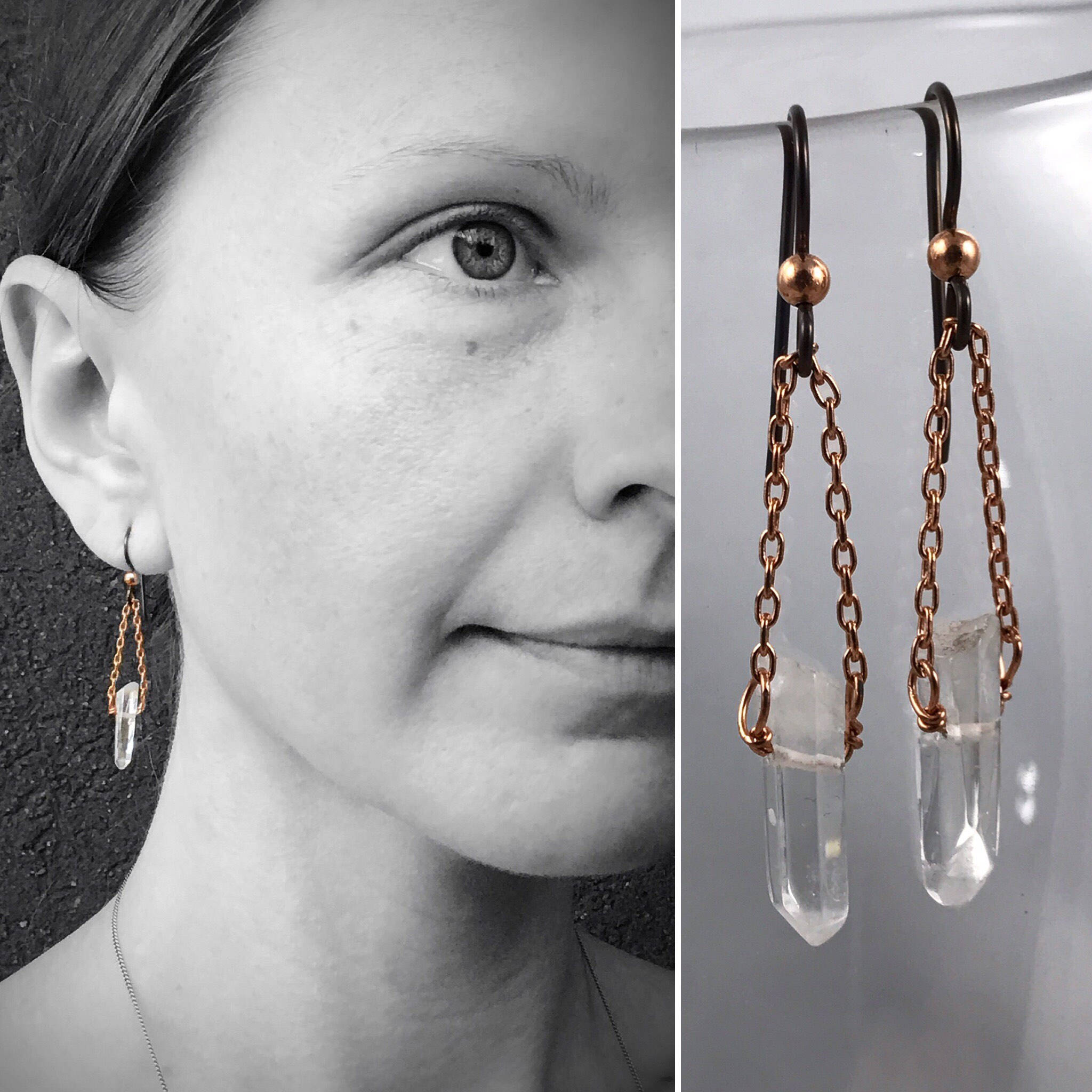 Quartz Crystal Point Earrings