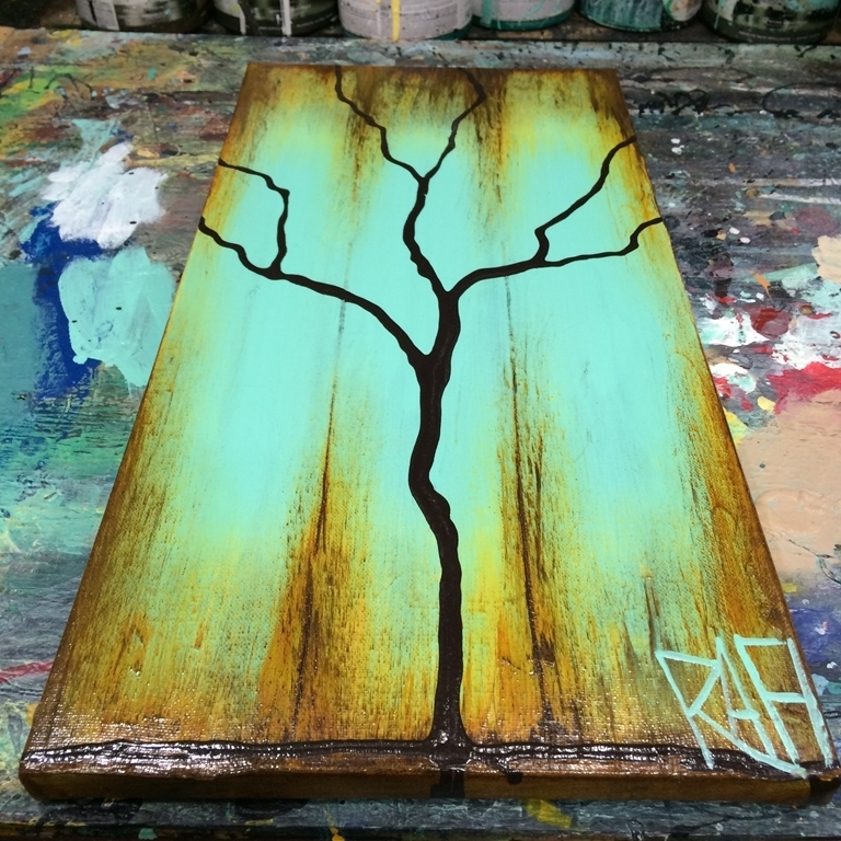 Four Seasons Of Change Tree Paintings On Reclaimed Wood Large 4 Piece By Artist Rafi Perez - Image 18