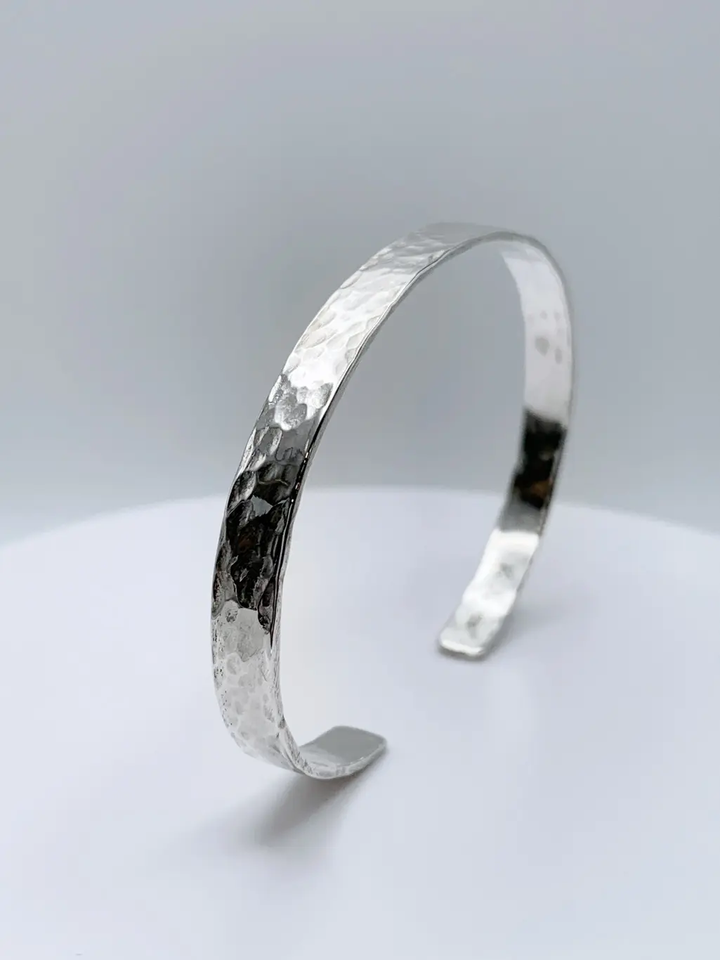 Hammered Silver Cuff Bracelet / Solid Sterling Silver / 5-6mm Width / Custom Sized / Classic Hammered Texture