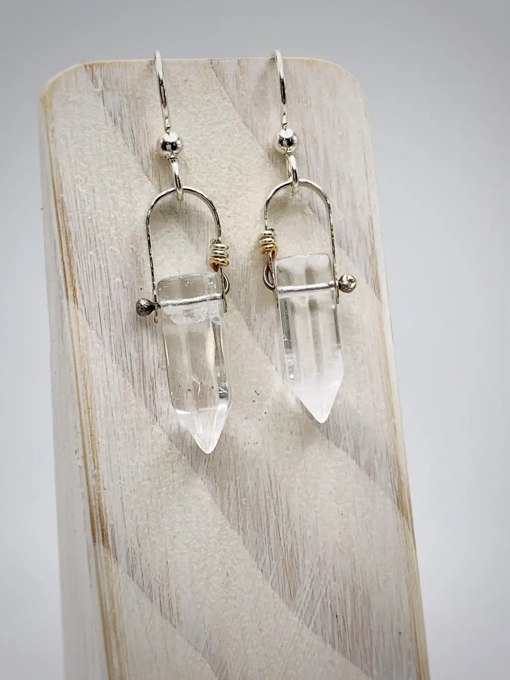 Quartz Crystal "Piezo" Point Earrings / Solid Sterling Silver / Genuine Quartz Points - Image 4