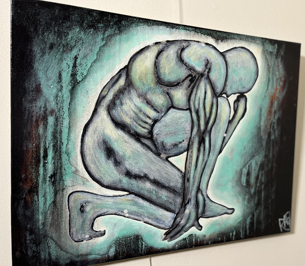 The Weight of Becoming Original Painting By Artist Rafi Perez Mixed Medium On Canvas 18x24 - Image 2