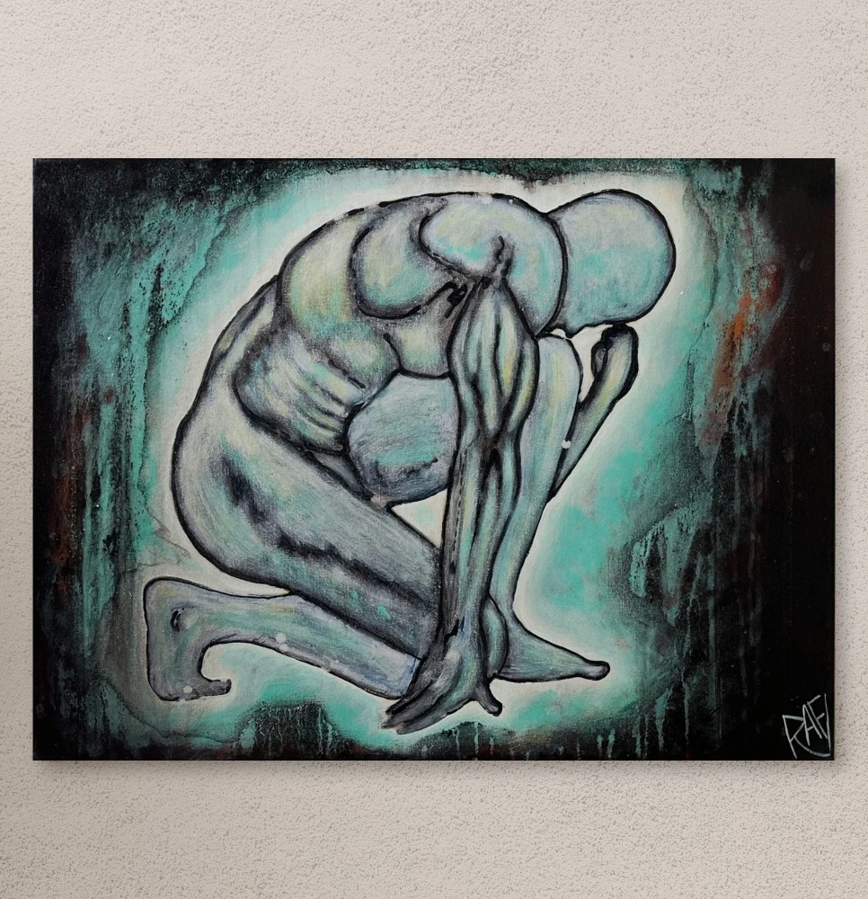 The Weight of Becoming Original Painting By Artist Rafi Perez Mixed Medium On Canvas 18x24