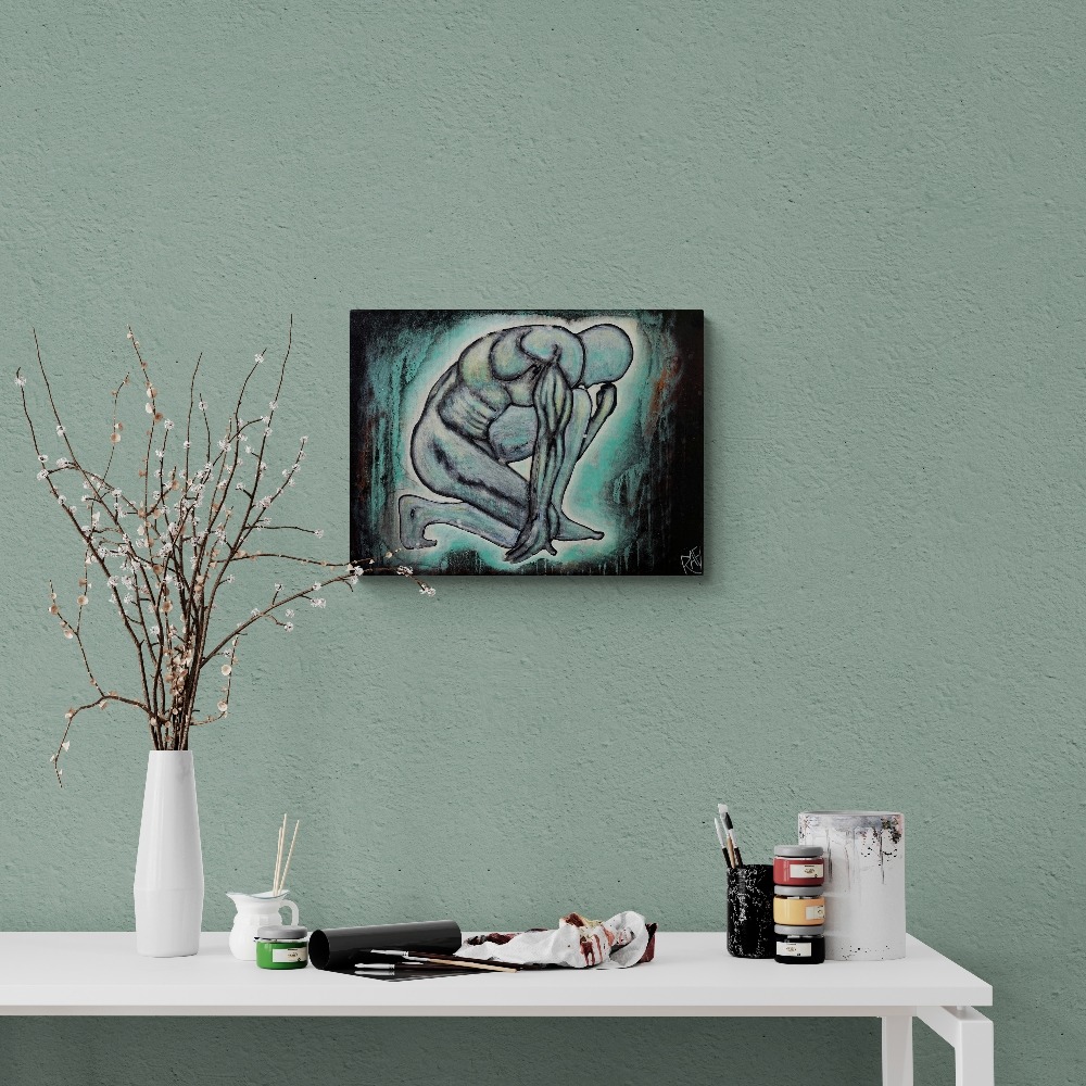 The Weight of Becoming Original Painting By Artist Rafi Perez Mixed Medium On Canvas 18x24 - Image 4