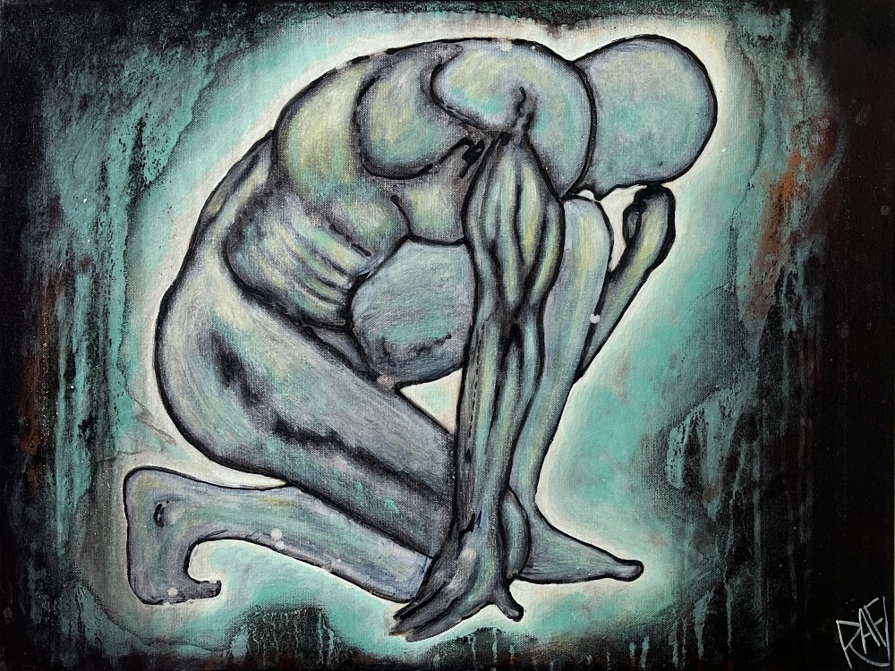 The Weight of Becoming Original Painting By Artist Rafi Perez Mixed Medium On Canvas 18x24 - Image 6