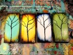 Four Seasons - 4 Piece -  Tree Paintings On Reclaimed Wood By Artist Rafi Perez