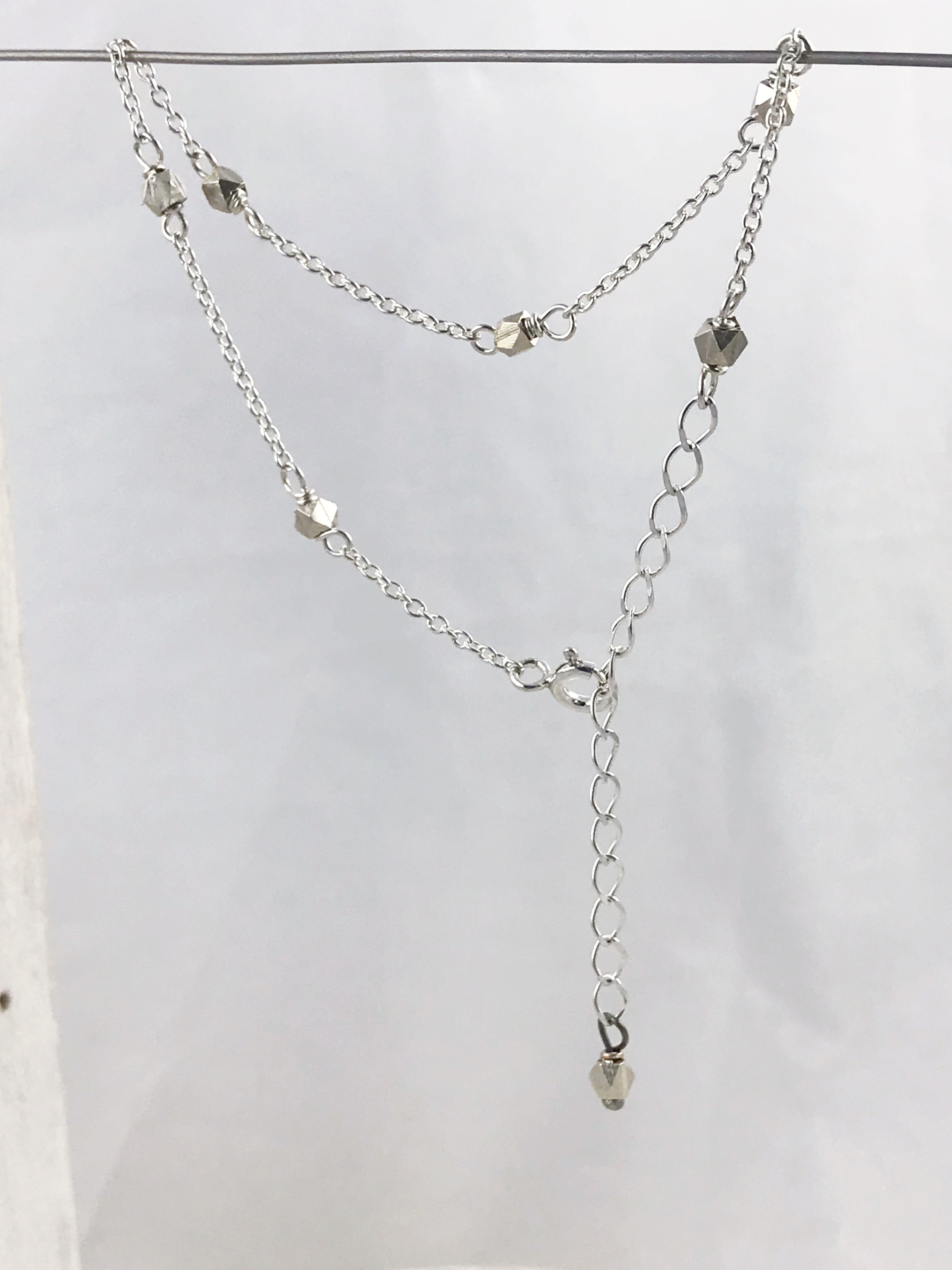 Sparkly Nugget Trail Bracelet / Fine Silver Nuggets / Sterling Silver Chain / Adjustable Size - Image 3