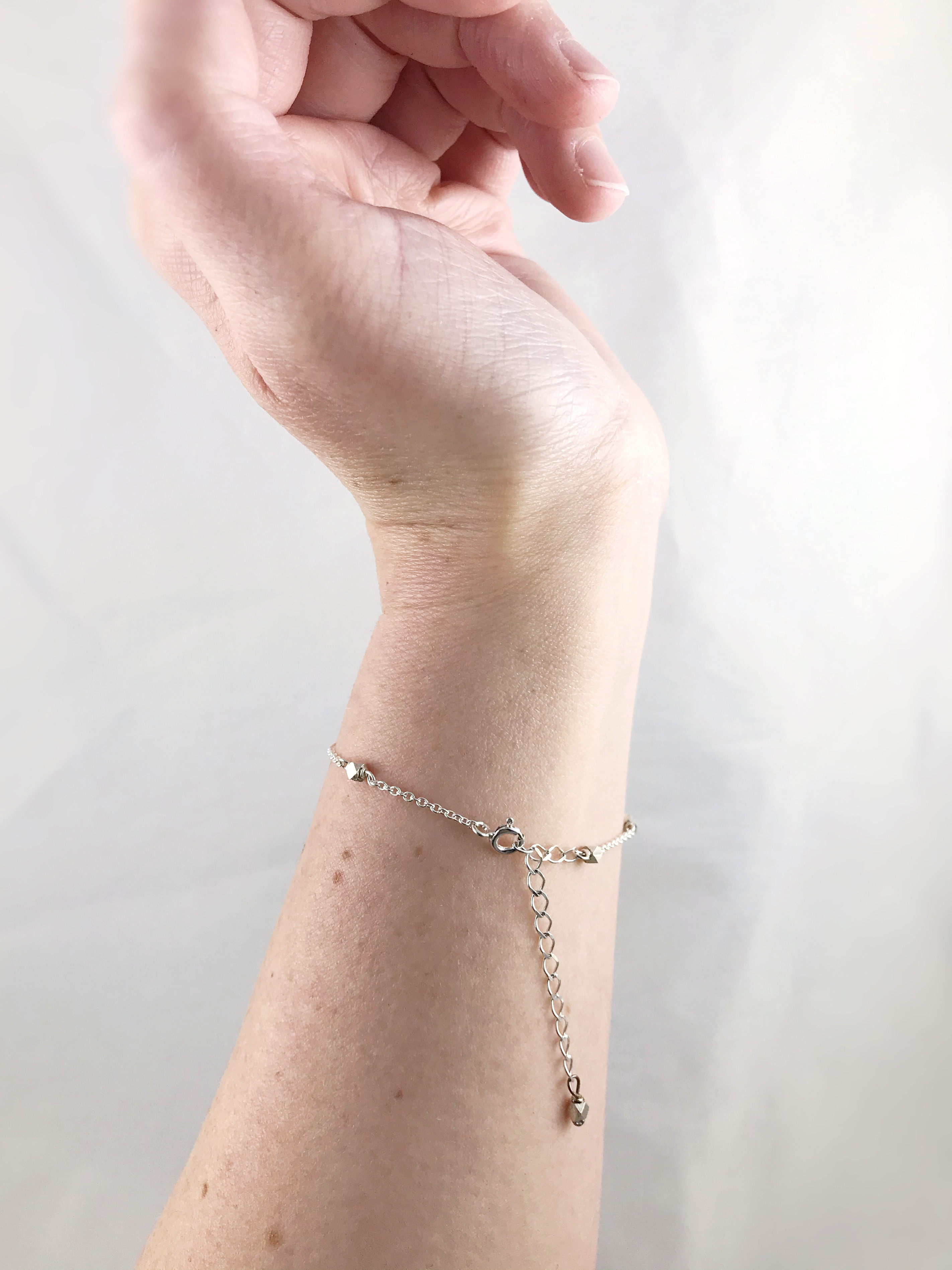 Sparkly Nugget Trail Bracelet / Fine Silver Nuggets / Sterling Silver Chain / Adjustable Size - Image 4