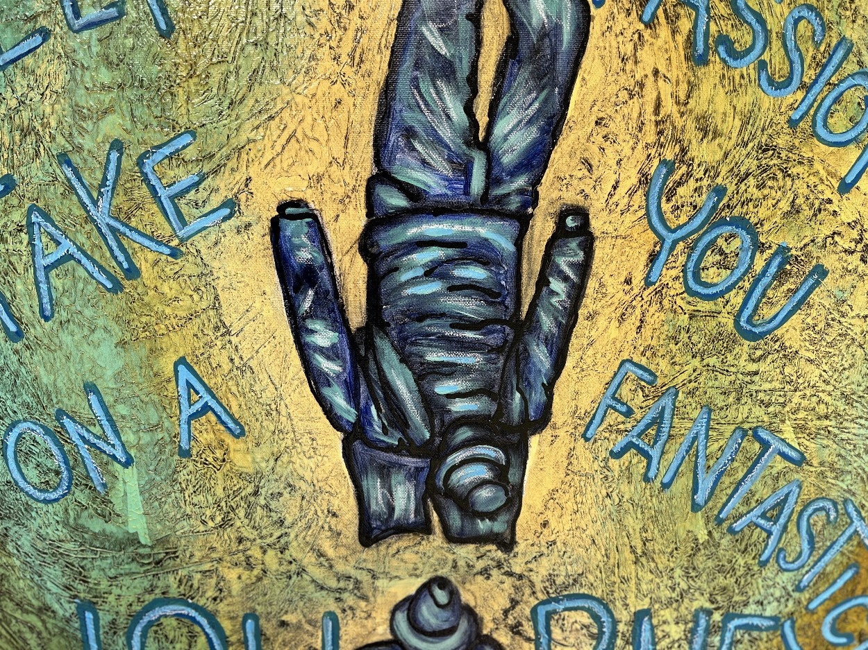 Don't Sit On Your Hands Art By Artist Rafi Perez Mixed Medium On Canvas 24x36 - Image 3