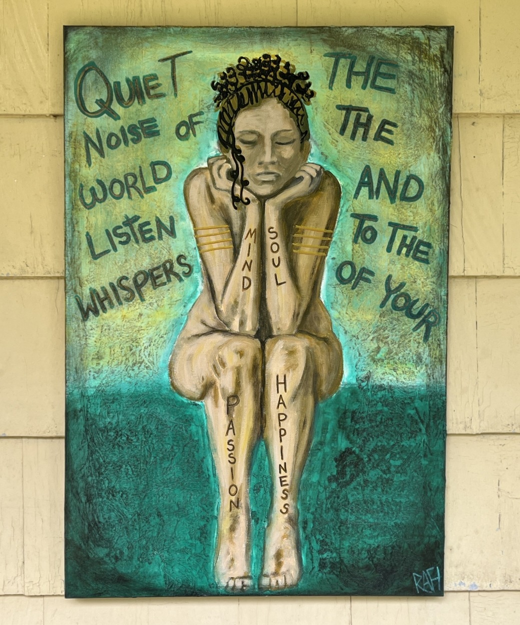 Quiet The Noise Original Painting By Artist Rafi Perez On Canvas 24x36 - Image 4