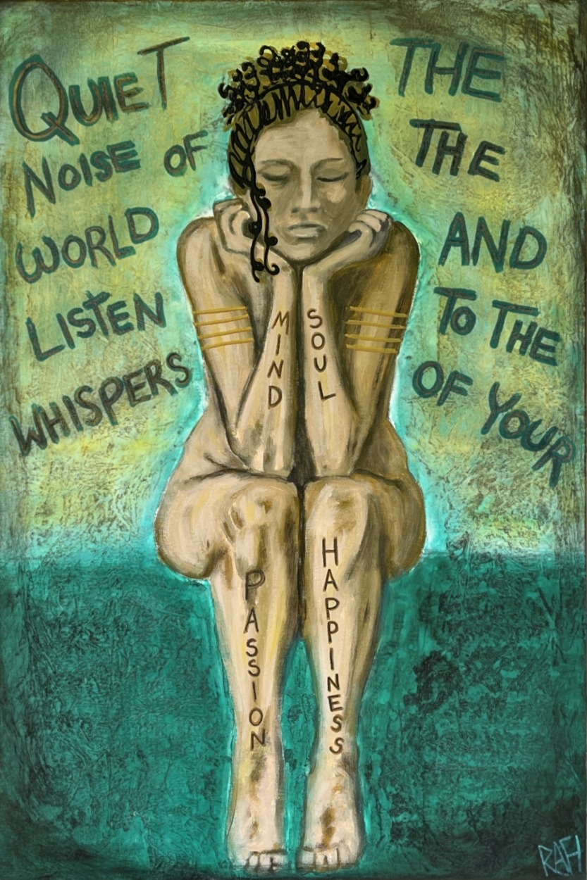Quiet The Noise Original Painting By Artist Rafi Perez On Canvas 24x36 - Image 5
