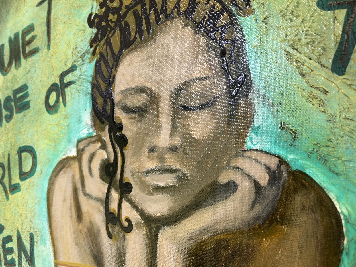Quiet The Noise Original Painting By Artist Rafi Perez On Canvas 24x36 - Image 6