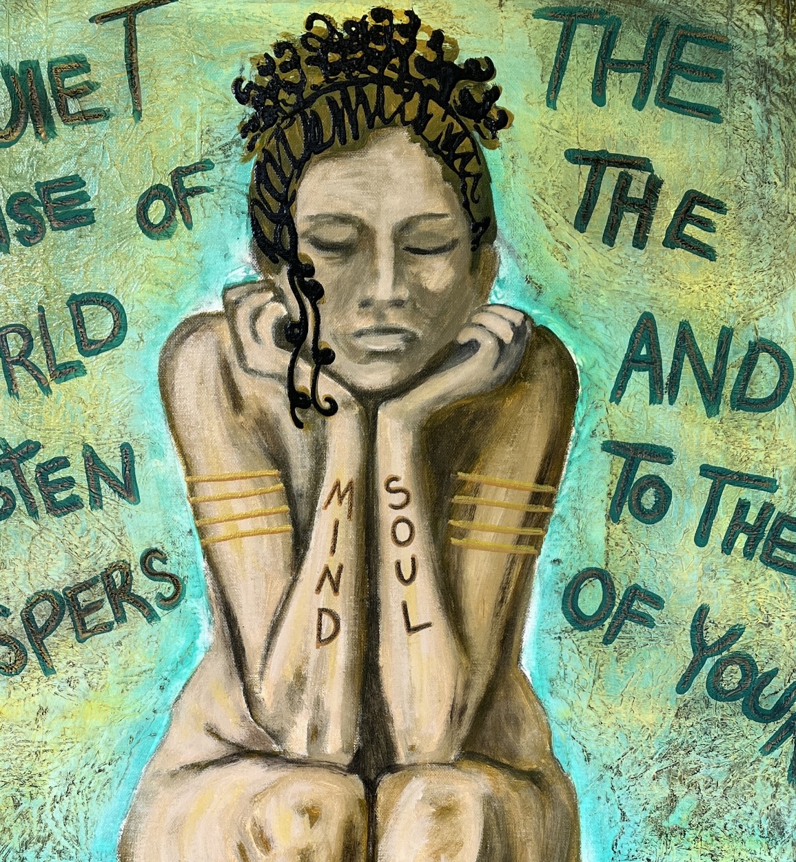 Quiet The Noise Original Painting By Artist Rafi Perez On Canvas 24x36 - Image 7