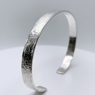 Hammered Silver Cuff Bracelet / Solid Sterling Silver / 5-6mm Width / Custom Sized / Stone Hammered Texture