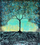 Tree Of Life Textured Original Painting By Artist Rafi Perez On Unstretched Canvas 47x42