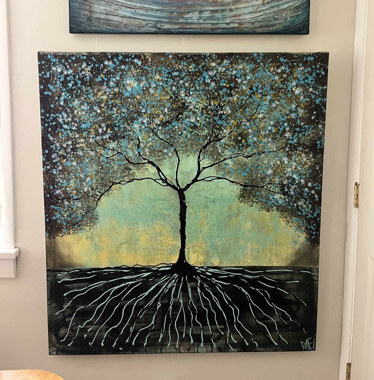 Tree Of Life Textured Original Painting By Artist Rafi Perez On Unstretched Canvas 47x42 - Image 4