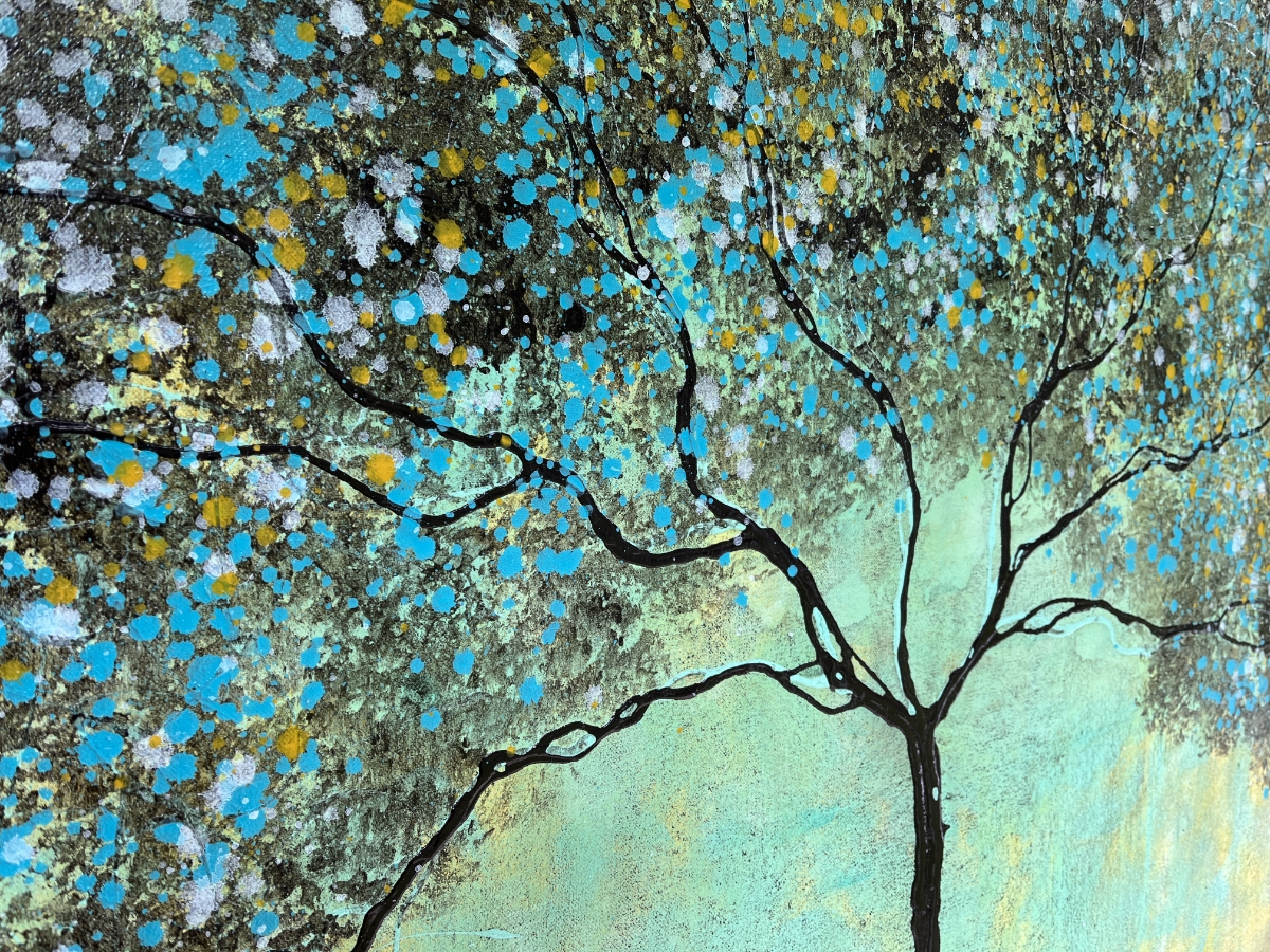 Tree Of Life Textured Original Painting By Artist Rafi Perez On Unstretched Canvas 47x42 - Image 5