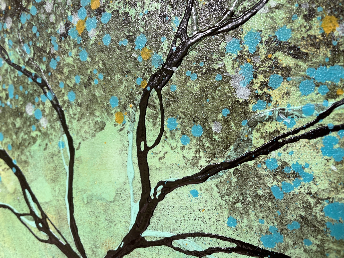 Tree Of Life Textured Original Painting By Artist Rafi Perez On Unstretched Canvas 47x42 - Image 2