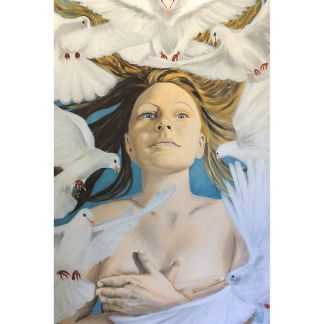 Clover And Doves Signed Print On Giclee Velvet Watercolor Paper Or Artist Enhanced Print On Wood By Artist Rafi Perez