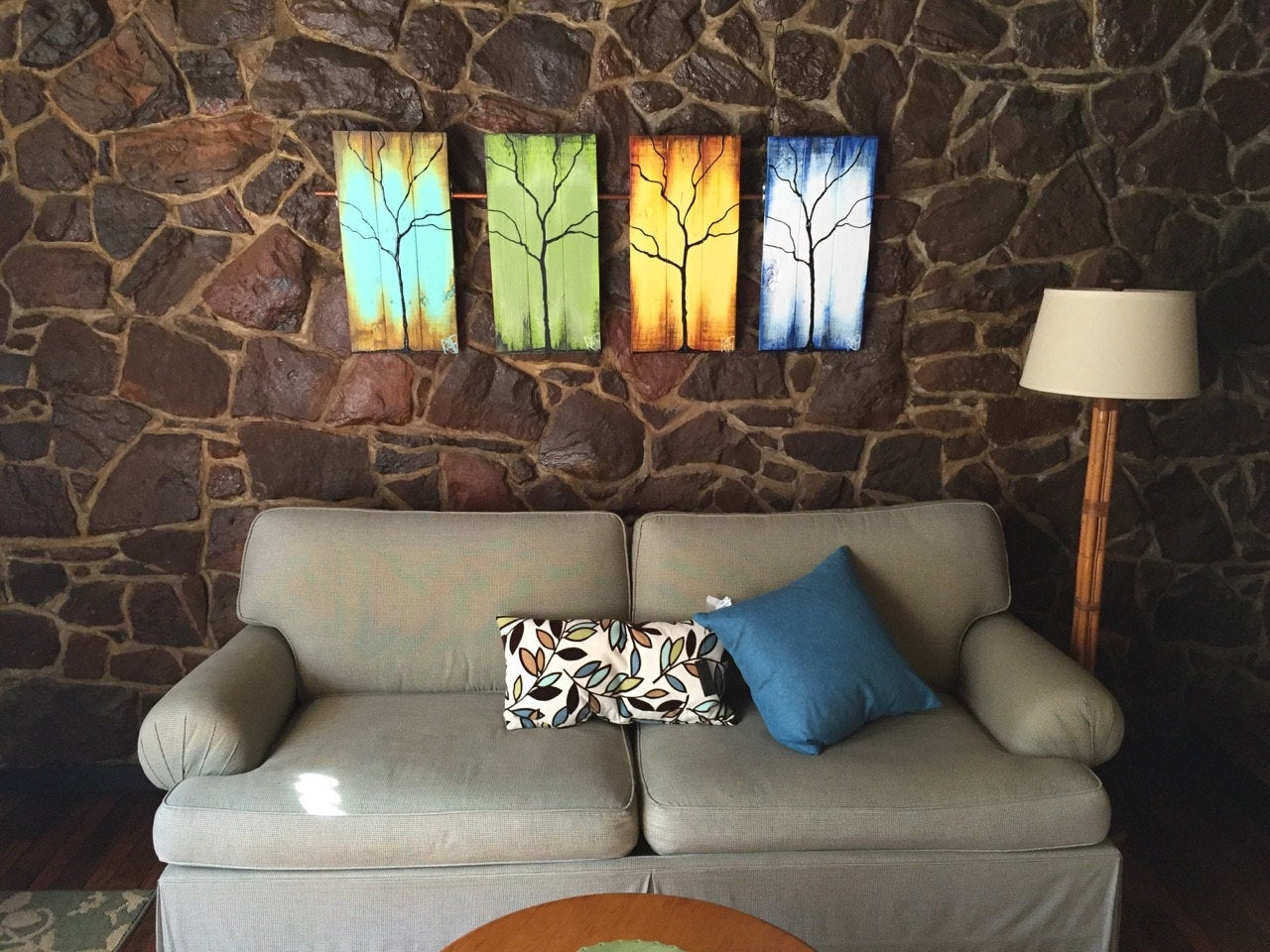 Four Seasons Of Change Tree Paintings On Reclaimed Wood Large 4 Piece By Artist Rafi Perez - Image 7