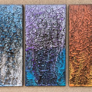 Chaos In Harmony Triptych Original Painting By Artist Rafi Perez Mixed Medium On Canvas 30x20