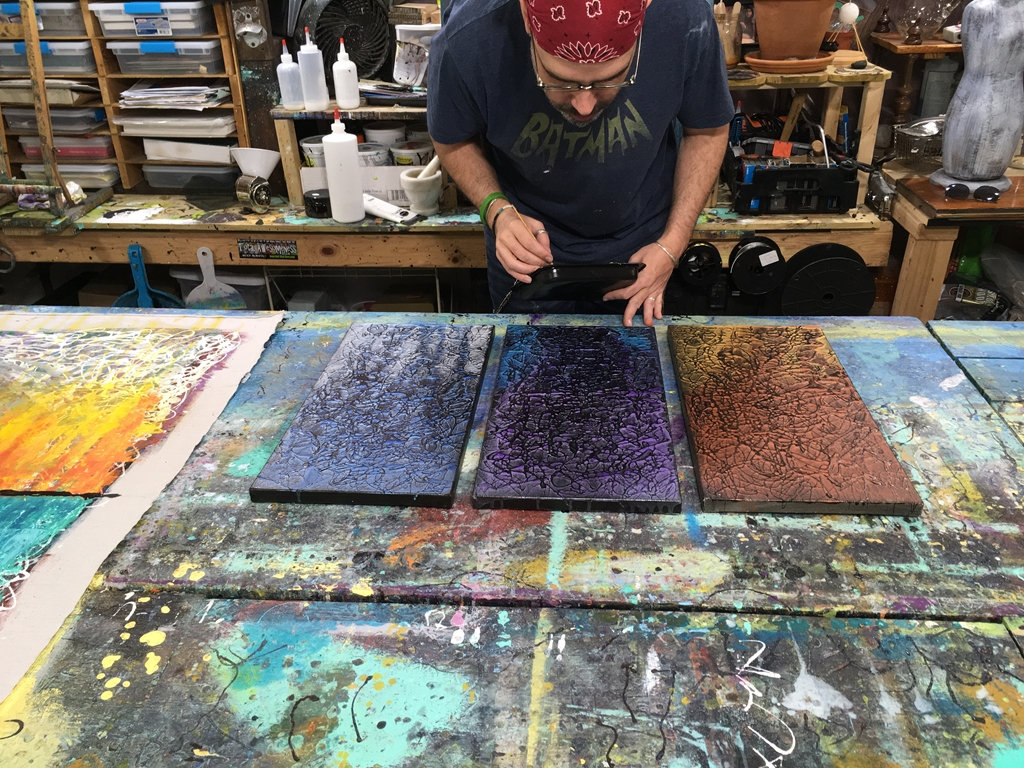Chaos In Harmony Triptych Original Painting By Artist Rafi Perez Mixed Medium On Canvas 30x20 - Image 7
