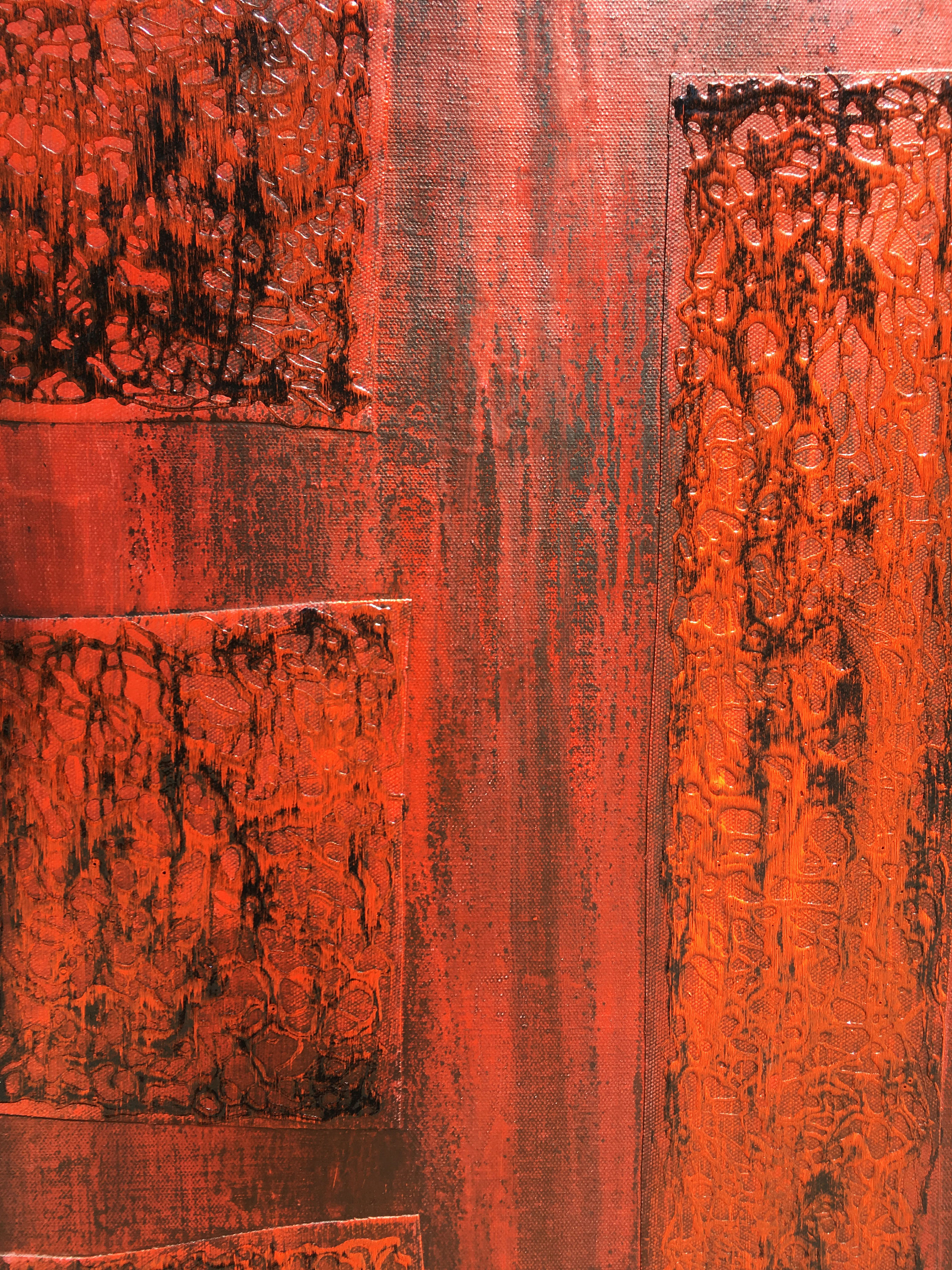 Molten Passion Patchwork Original Painting By Artist Rafi Perez Mixed Medium On Canvas 24x36 - Image 3