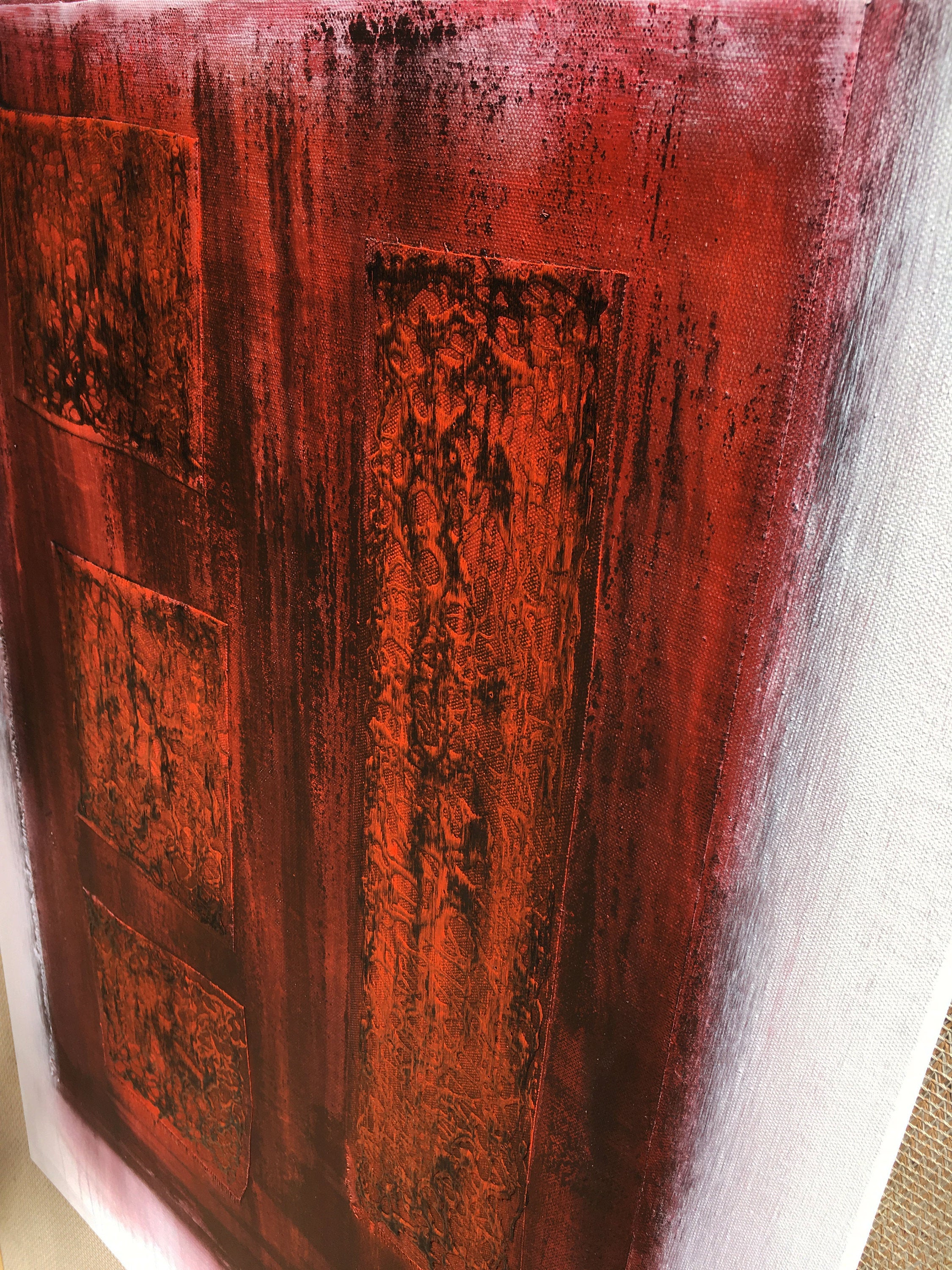 Molten Passion Patchwork Original Painting By Artist Rafi Perez Mixed Medium On Canvas 24x36 - Image 4