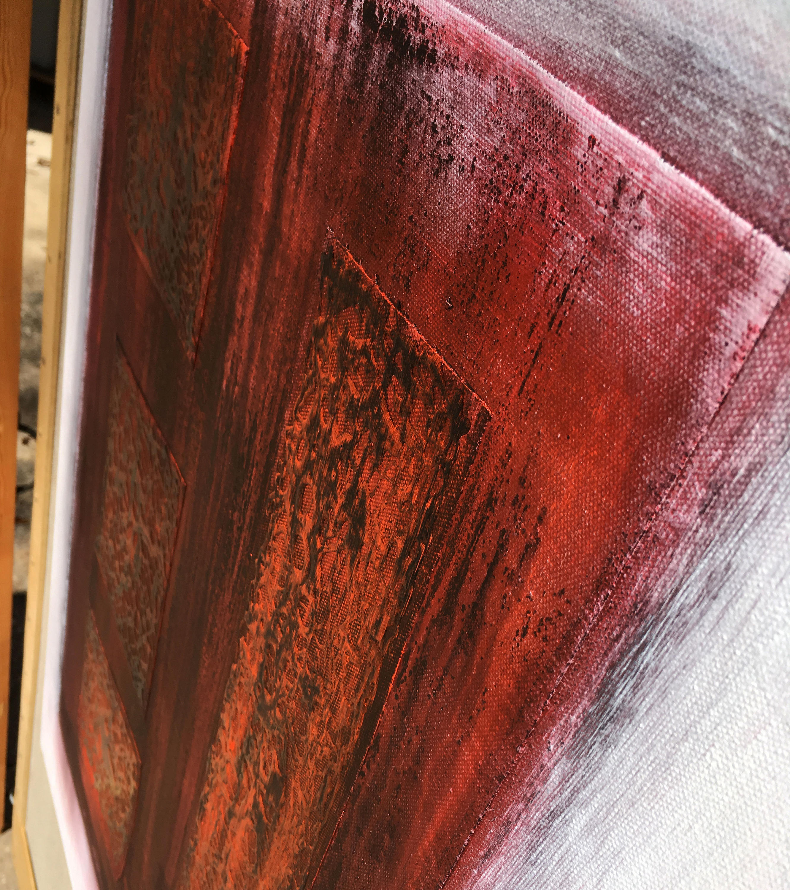 Molten Passion Patchwork Original Painting By Artist Rafi Perez Mixed Medium On Canvas 24x36 - Image 5