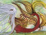 Abstract Mermaid Original Painting By Artist Rafi Perez Mixed Medium on Canvas 18X24