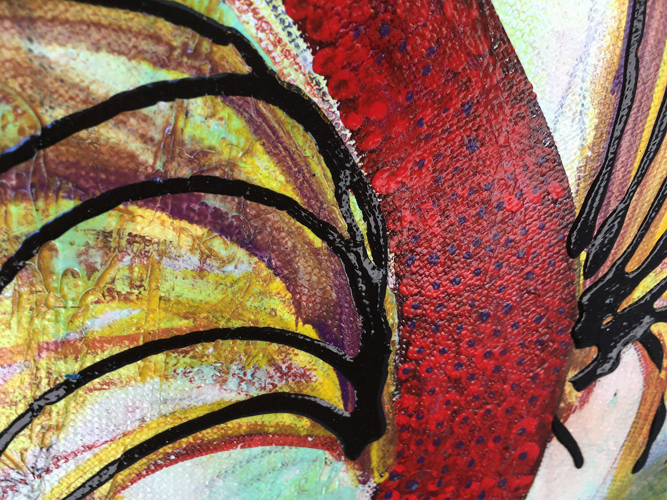Abstract Mermaid Original Painting By Artist Rafi Perez Mixed Medium on Canvas 18X24 - Image 2