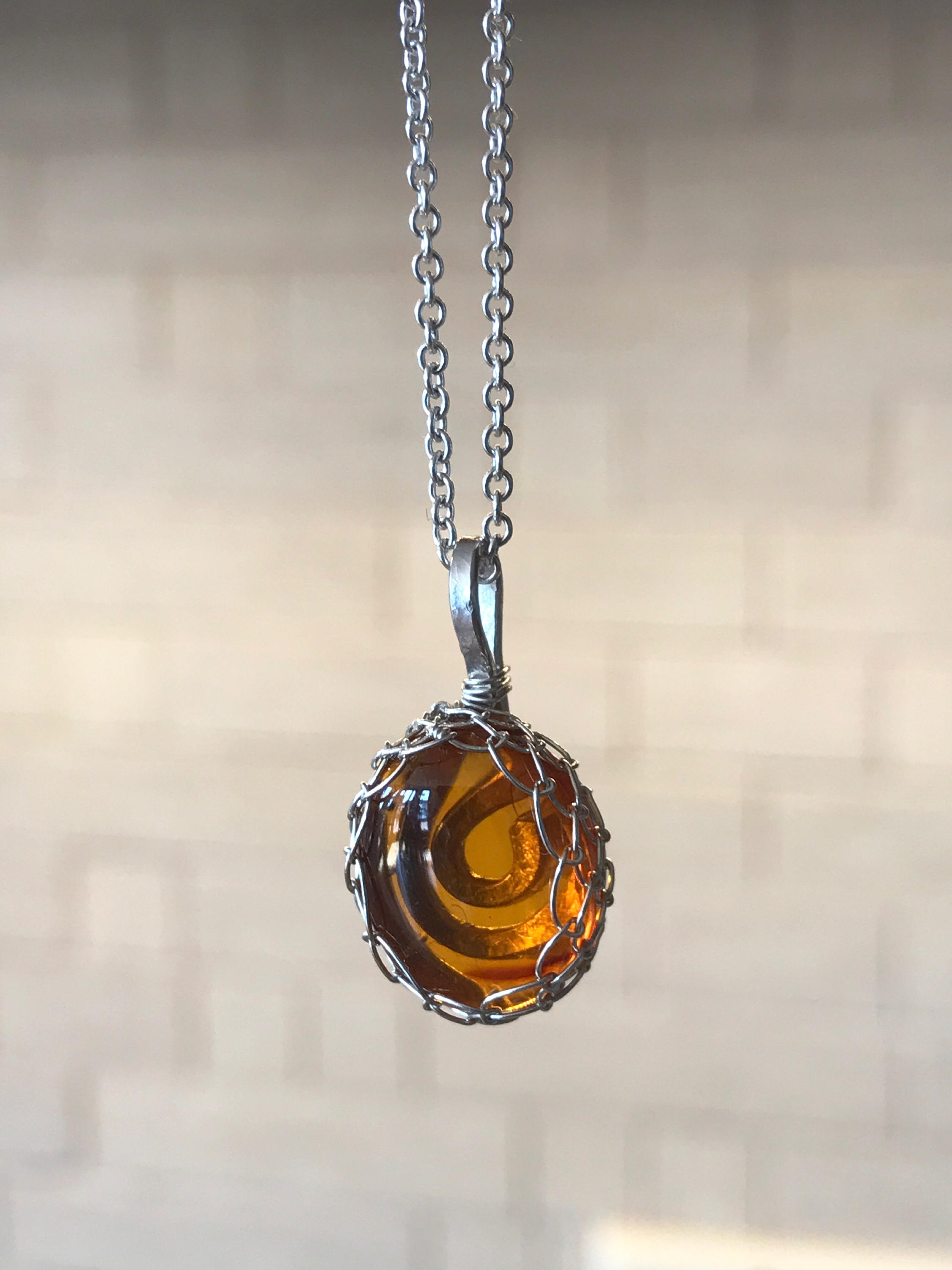 Amber Pendant Necklace / Solid Sterling Silver / Genuine Amber / Oval Cut / Contemporary Victorian - Image 4