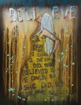Believe Empowering Art Original Painting By Artist Rafi Perez Mixed Medium On Canvas 18X24