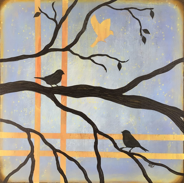 Birds On A Limb 1 Wall Art Series By Artist Rafi Perez Original Art On Gallery Wrapped Canvas 30×30