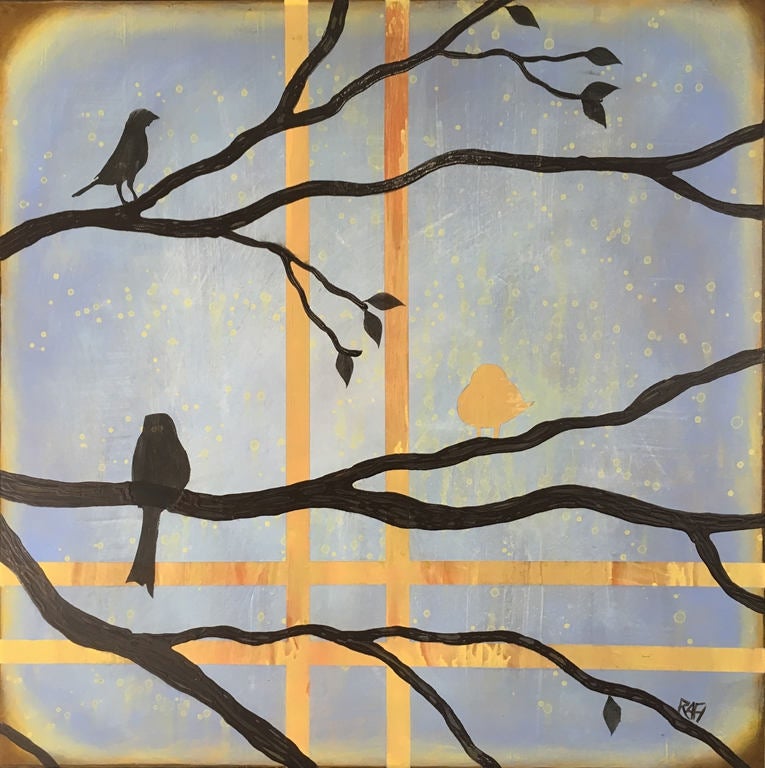 Birds On A Limb 2 Wall Art Series By Artist Rafi Perez Original Art On Gallery Wrapped Canvas 30×30