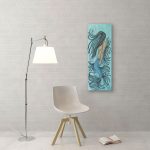 Blue Mermaid Original Painting By Artist Rafi Perez Mixed Medium on Canvas 12X36