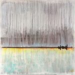 Blue Sky Horizon Abstract Original Painting By Artist Rafi Perez Mixed Medium On Canvas 30x30