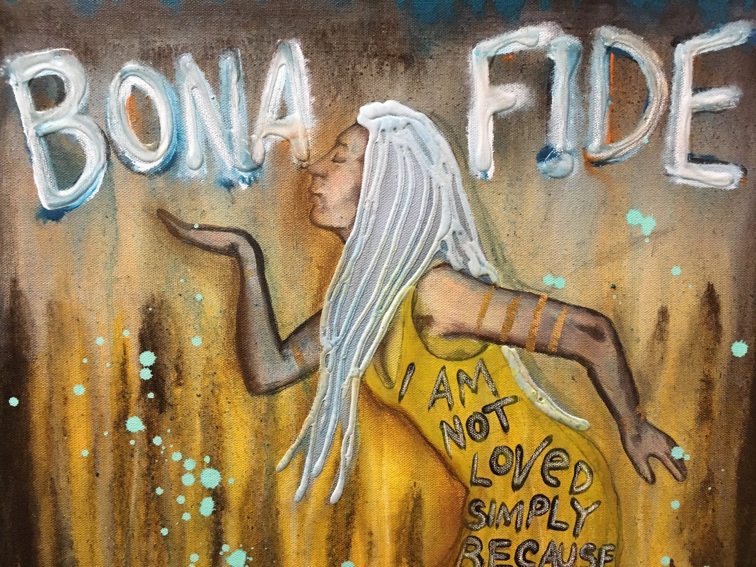 Bona-fide Empowering Art Original Painting By Artist Rafi Perez Mixed Medium On Canvas 18x24 - Image 5