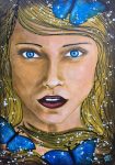 Butterfly Effect And Beauty Original Painting By Artist Rafi Perez Mixed Medium On Canvas 24x36