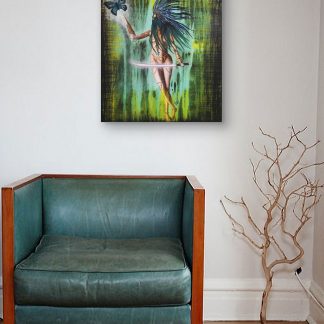 Butterfly Warrior Original Painting Art By Artist Rafi Perez Mixed Medium On Canvas 18x24