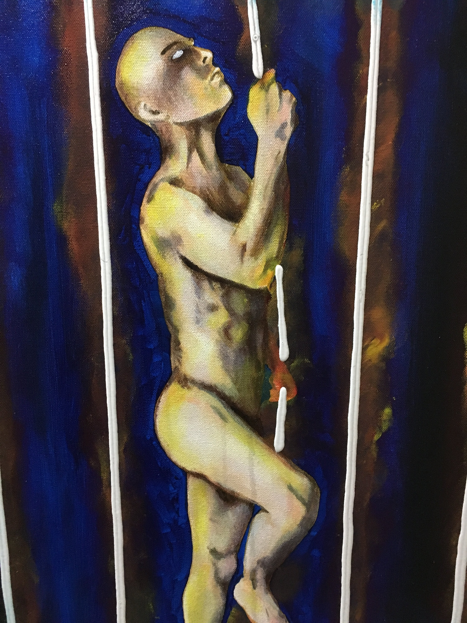 Cage Of Light Original Painting Art By Artist Rafi Perez Mixed Medium On Canvas 24x30 - Image 3