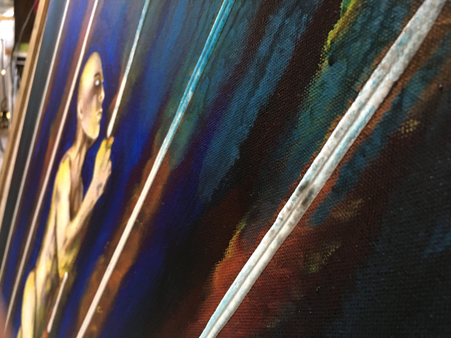 Cage Of Light Original Painting Art By Artist Rafi Perez Mixed Medium On Canvas 24x30 - Image 4