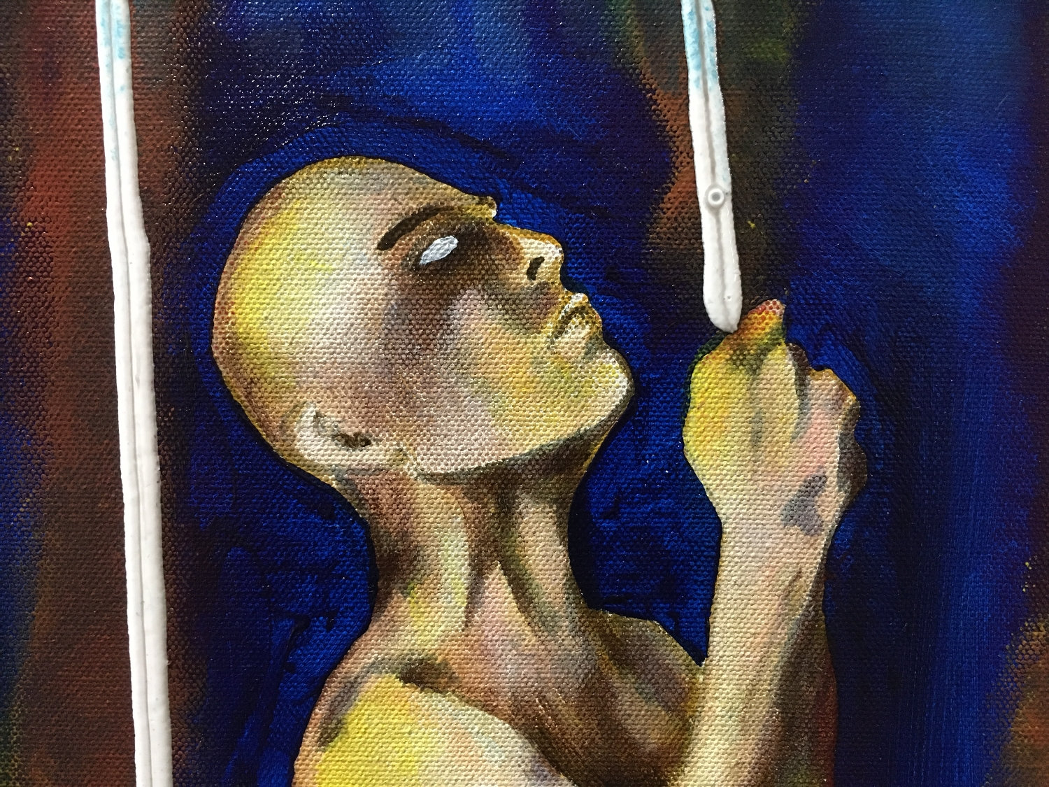 Cage Of Light Original Painting Art By Artist Rafi Perez Mixed Medium On Canvas 24x30 - Image 5