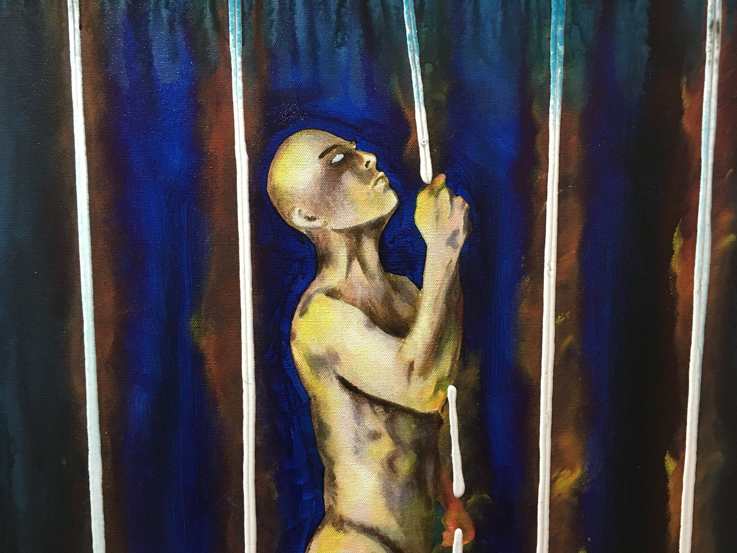 Cage Of Light Original Painting Art By Artist Rafi Perez Mixed Medium On Canvas 24x30 - Image 6
