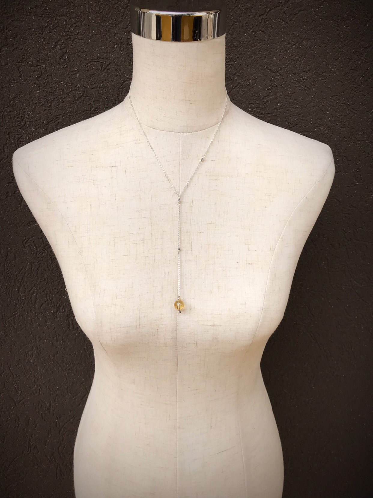 Orb Lariat Necklace / Solid Sterling Silver / Genuine Citrine / Adjustable Length / Sunlight Orb - Image 8