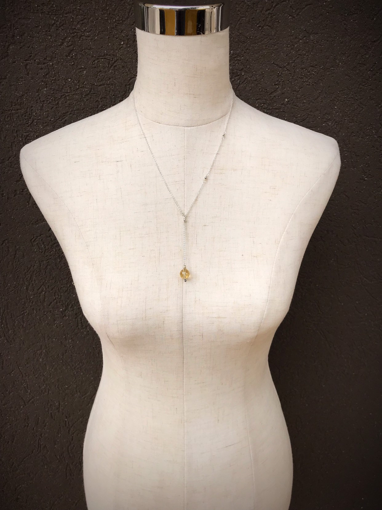 Orb Lariat Necklace / Solid Sterling Silver / Genuine Citrine / Adjustable Length / Sunlight Orb - Image 9