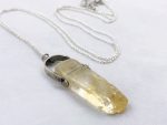 Crystal Slab Necklace / Solid Sterling Silver / Genuine Golden Citrine / Fidget Necklace