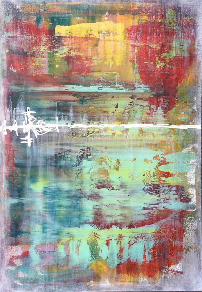 Colorful Abstract Vibrations Of Color Original Painting by Artist Rafi Perez Mixed Medium on Canvas 24X36 - Image 2