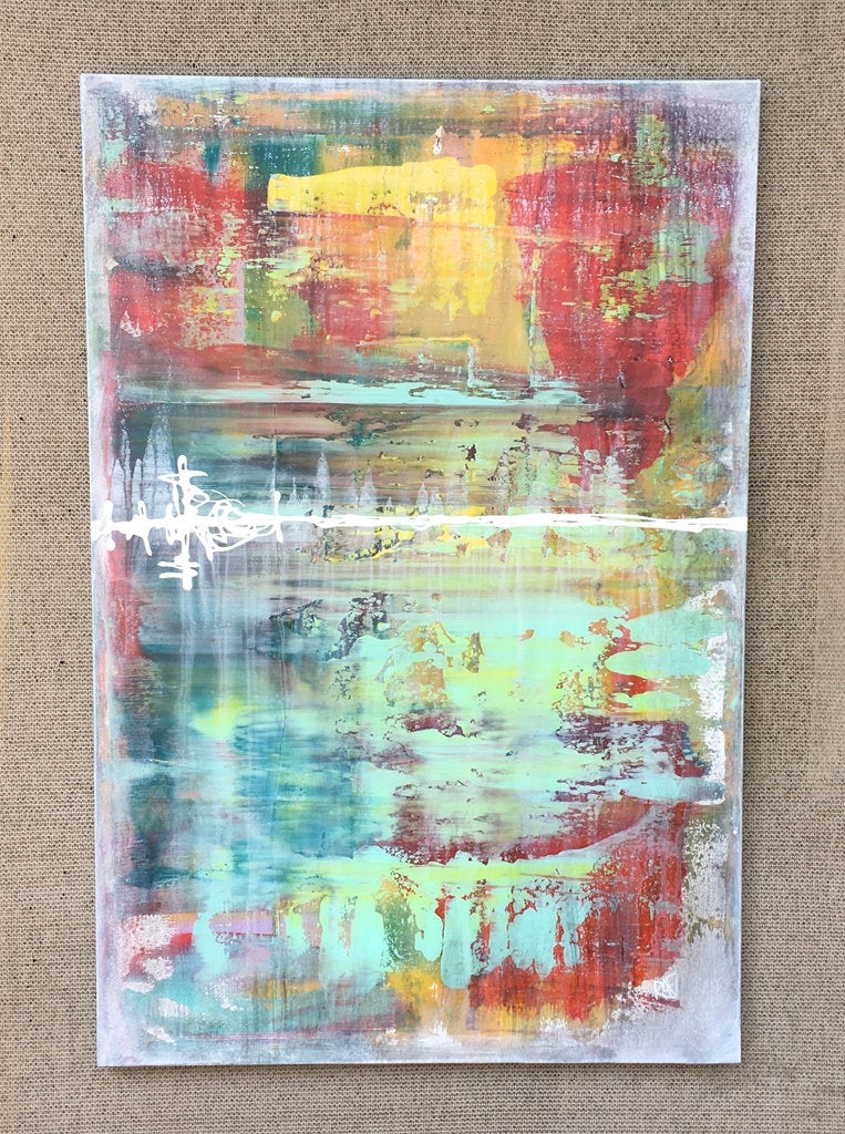 Colorful Abstract Vibrations Of Color Original Painting by Artist Rafi Perez Mixed Medium on Canvas 24X36 - Image 3