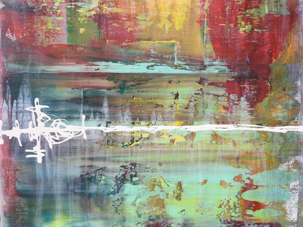 Colorful Abstract Vibrations Of Color Original Painting by Artist Rafi Perez Mixed Medium on Canvas 24X36 - Image 4