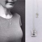 Compass Necklace / Solid Sterling Silver / Rustic Rectangle Stamped Compass